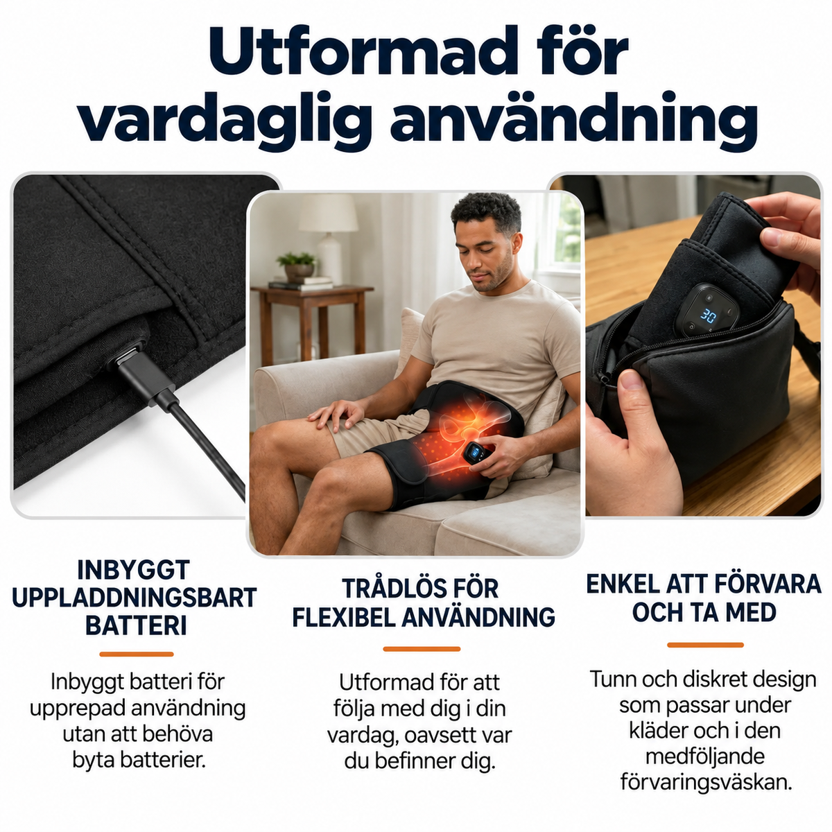 Nordiva Höftbälte – 3-i-1 Värme, Massage & Rödljus
